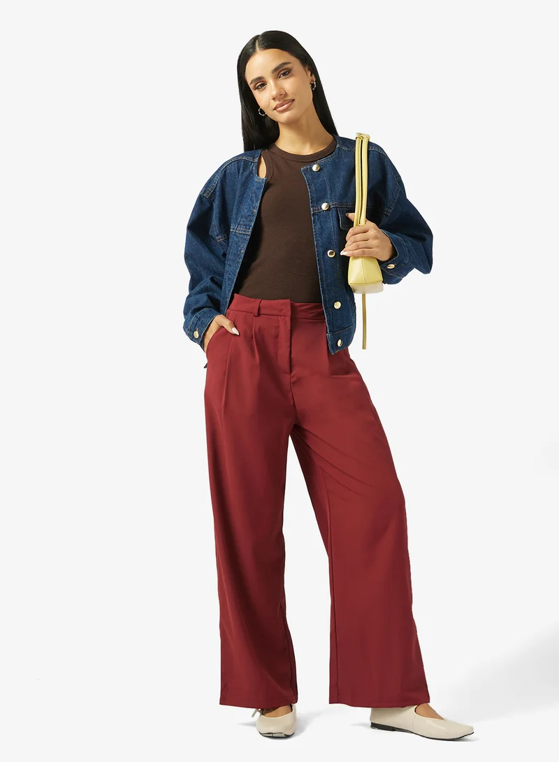 جينجر Belted Straight Fit Pants